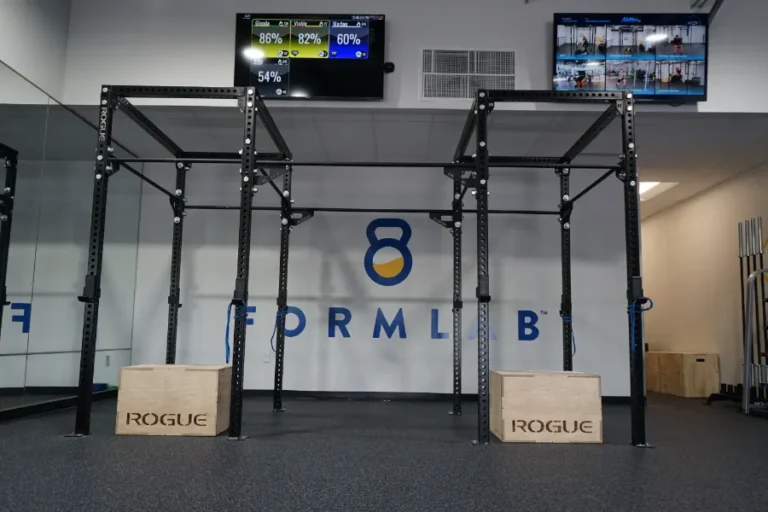 stepping blocks in a gym.