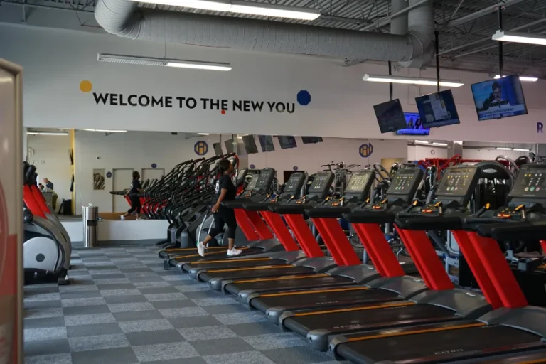 a set of treadmills.