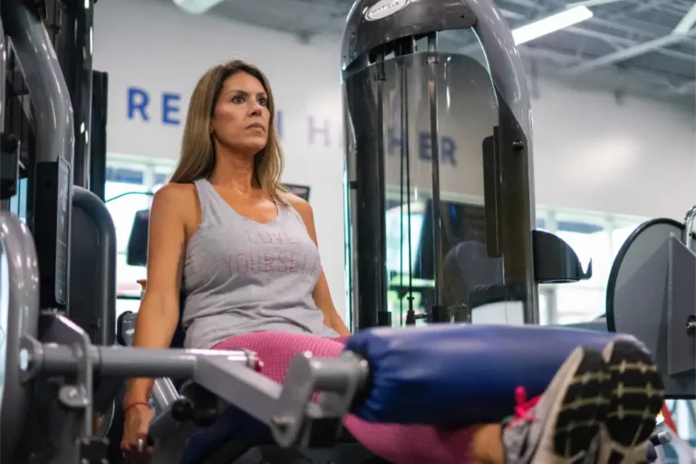 A woman training her legs.