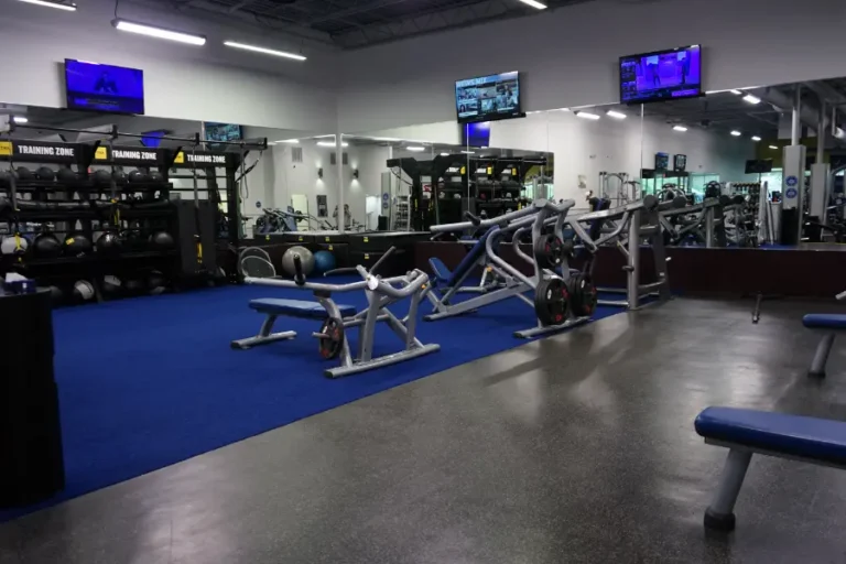 A gym with a equipment.