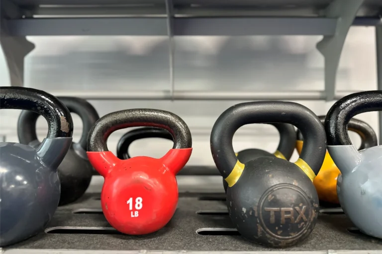 Different types of kettlebells.