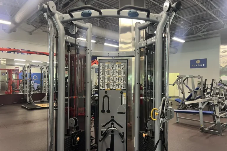 Cable machine inside a HiTone Fitness gym.