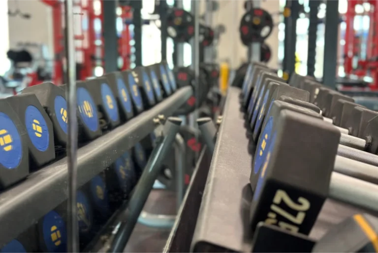 A dumbbell rack.